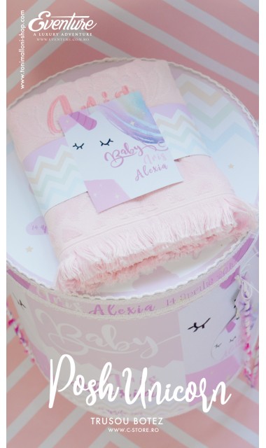 Trusou de botez pentru fetite modern cu unicorni, Posh Unicorns 9